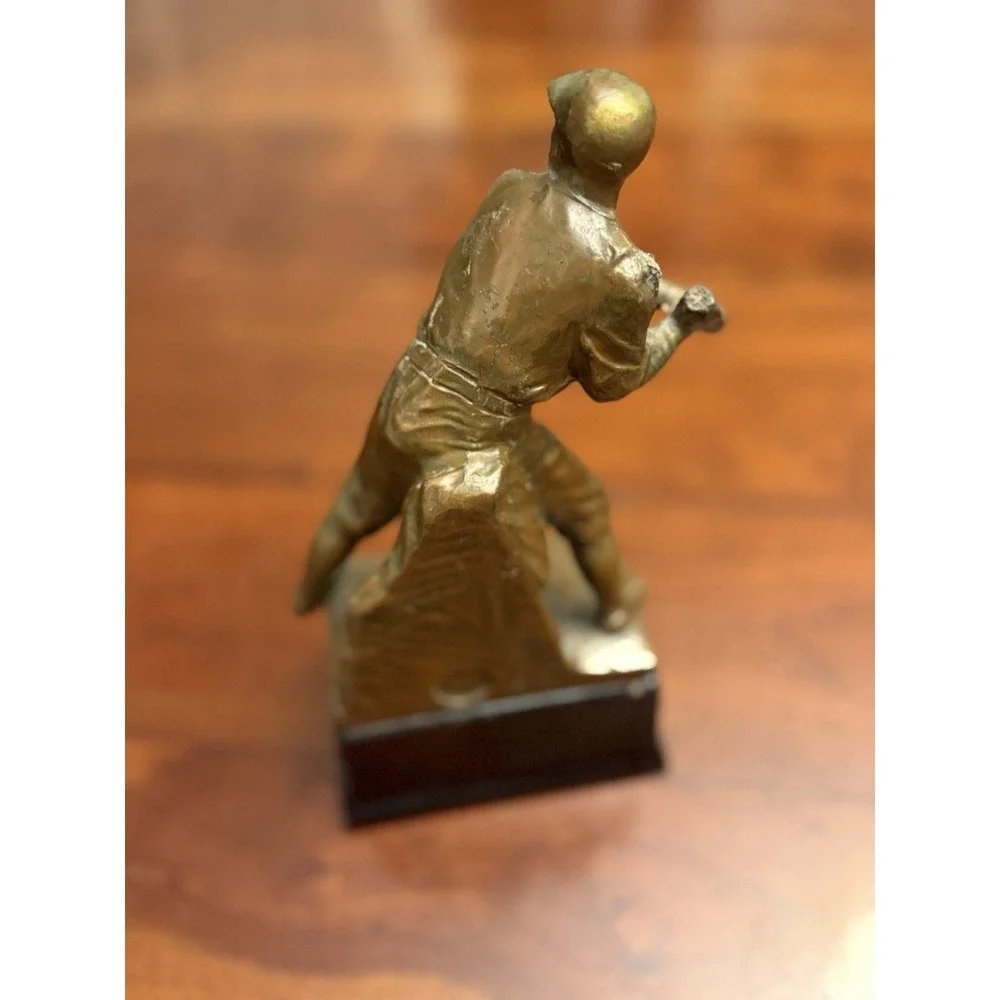 Vintage 1929 Baseball‎ Trophy Cast Metal Batter Bakelite Base Antique Award